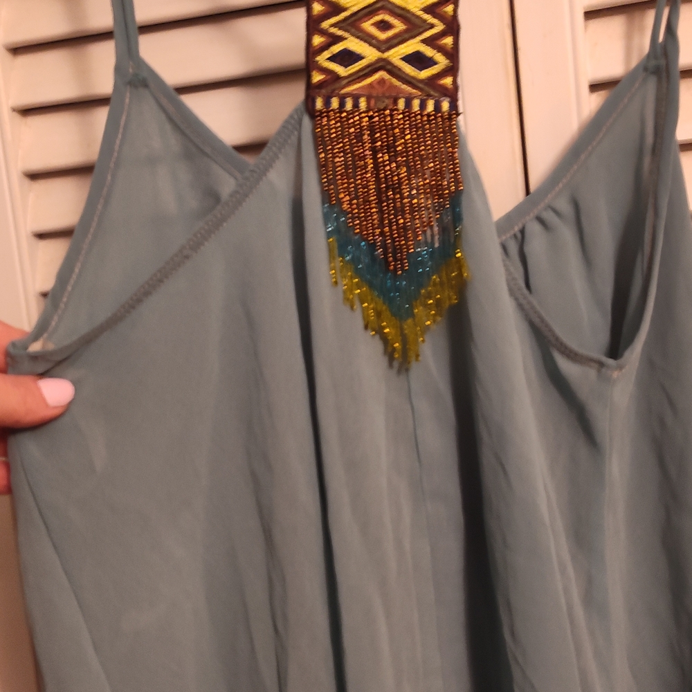 Jella Couture Gray Embellished Asymmetrical Camisole